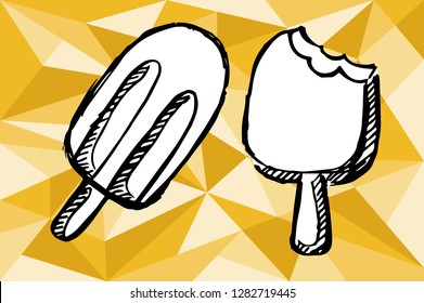 Gold Yellow Polygon Geometric with Ice Cream. Vector Illustration for Graphic Design, Template, Layout, Decoration and More.