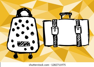 Gold Yellow Polygon Geometric with Travel and School Bag. Vector Illustration for Graphic Design, Template, Layout, Decoration and More.