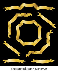 Gold yellow ribbon banner elements.