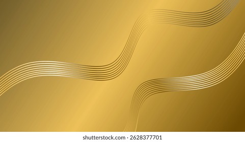 Oro amarillo líneas suaves curvas de onda con fondo abstracto gradiente suave