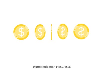 Gold Yellow and stack of Coins in flat style