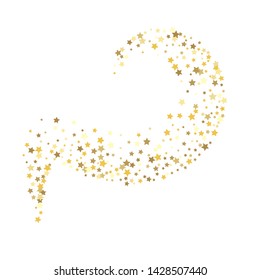 Gold Yellow Starry Background. Vector Confetti Star Background Pattern. Starlight Night. Golden Starlit Card. Confetti Chaotic Decor.