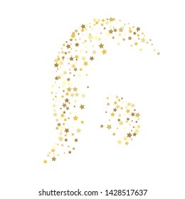 Gold Yellow Starry Background. Vector Confetti Star Background Pattern. Starlight Night. Golden Starlit Card. Confetti Chaotic Decor.