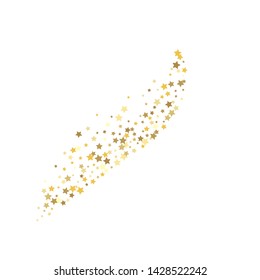 Gold Yellow Starry Background. Vector Confetti Star Background Pattern. Starlight Night. Golden Starlit Card. Confetti Chaotic Decor.