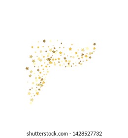 Gold Yellow Starry Background. Vector Confetti Star Background Pattern. Starlight Night. Golden Starlit Card. Confetti Chaotic Decor.
