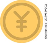Gold Yen coin flat symbol. Icon Vector illustration