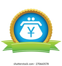 Gold yen purse logo on a white background. Vector illustration