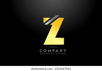 gold Z letter alphabet logo icon design with golden yellow black color for business and company