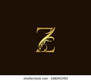 Gold Z Luxury Logo Icon, Classic Z Letter Design.