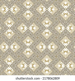 Gold zig zag seamless pattern. Greek key meanders chevron background. Tribal ethnic repeat Deco backdrop. Golden geometric zigzag ornaments. Trendy beautiful design on white. Endless texture. Vector.