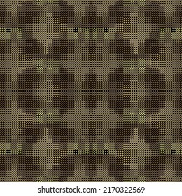 Gold Zigzag lines grid seamless pattern. Vector ornamental textured background. Repeat patterned lattice backdrop. Zig zag lacy ornaments. Mosaic zigzag lines, shapes. Trendy design. Endless texture.