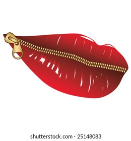 gold zip and red lips, mouth background