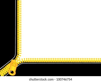 Gold zipper with space for text or image