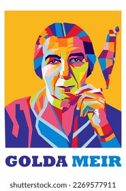 Golda Meir (1898-1978) - política israelí - se desempeñó como cuarto Primer Ministro de Israel. Ilustración al estilo de WPAP.