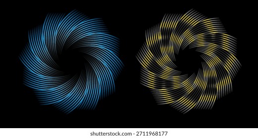 Ilustración realista de Vector 3d con marcos de círculo de metal dorado, azul y bronce. Primer, segundo y tercer lugar medallas o Botones aislados en el fondo. Certificado. Calidad en blanco, insignia vacía set.blue.
