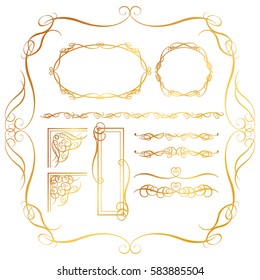 Gold,Classical ornament, Earl Nouveau, Material of illustrator, Vector data