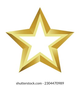 Gold-colored five-pointed star frame. Isolated. White background.