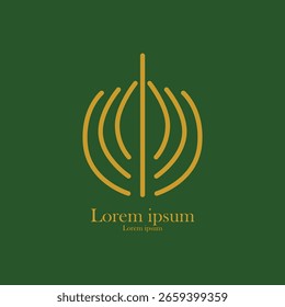 O logotipo da linha de cor dourada tem a forma de uma pétala de flor que está prestes a florescer.