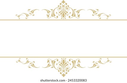 Gold-colored, luxurious frame material with decorations on the top and bottom