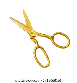 Tijeras de color dorado aisladas sobre fondo blanco, ideal para celebraciones o ceremonias