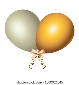 goldden and white pearl balloons helium decoration vector illustration design
