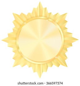 Golde Medal. Shiny Order Star. Empty Award Sign. Vector Illustration Isolated On White Background