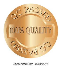 golden 100% quality sign, qc passed