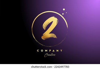 golden golden 2 number letter logo icon design with dots and circle. Grunge creative gradient template for business and company