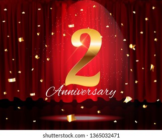 Golden 2 Years Anniversary Template Vector Illustration EPS10
