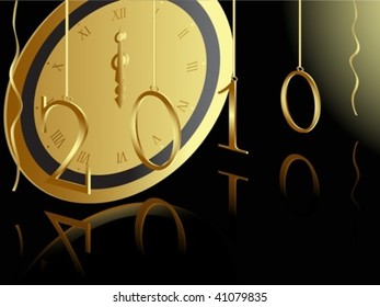 Golden 2010 card with midnight clock