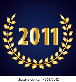 Golden 2011 with aurel crown. Vector illustration.