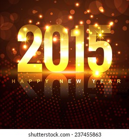 golden 2015 design with transparent circles placed on shiny brown background