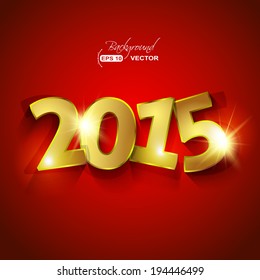 Golden 2015 Year on red background greeting card