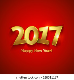 Golden 2017 Happy New Year sweet greeting card