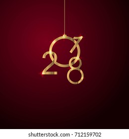 Golden 2018 Happy New Year . Christmas themed invitations