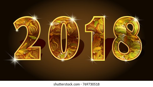 Golden 2018 year shine design 2018 creative design for greetings card, flyers, invitation, posters, brochure, banners, calendar Vector illustration stock vector.