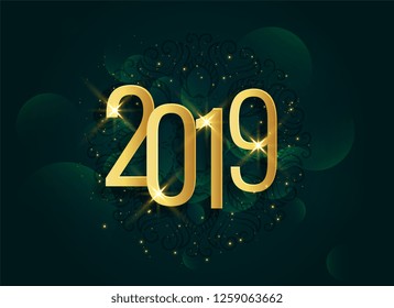 golden 2019 3d shiny new year background