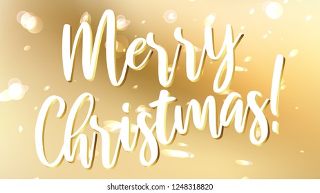 Golden  2019  merry christmas holiday abstract vector background with soft blurred mesh and highlight space bokeh dots 