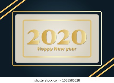 Golden 2020 New Year logo. Holiday greeting card. Vector illustration. Holiday design for greeting card, invitation, calendar, poster, brochure , sticker goody bag and mug.