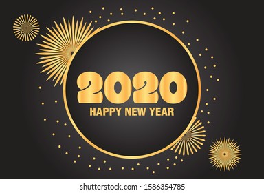 Golden 2020 New Year logo. Holiday greeting card. Vector illustration. Holiday design for greeting card, invitation, calendar, poster 