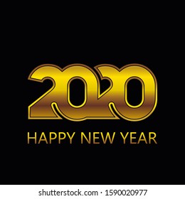 Golden 2020 New Year logo. Holiday greeting card. Abstract vector background