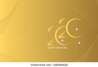 Golden 2020 numbers, Holiday greeting card. Vector illustration. Happy New Year
