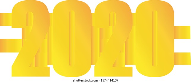 
Golden 2020 Year Icon Vector