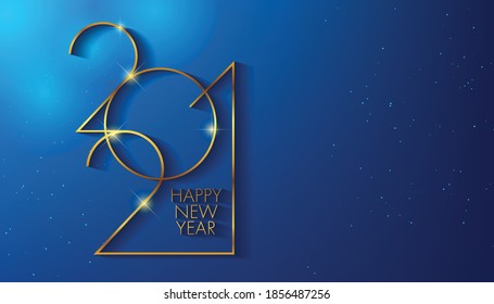 Golden 2021 New Year logo. Holiday greeting card illustration. Holiday design for greeting card, invitation, calendar, etc.