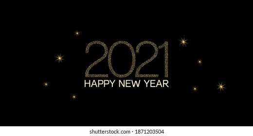 Golden 2021 Sparkling Border Christmas Logo Background. Happy New Year Frame Design. Winter Holiday Celebration Poster. Golden 2021 Sparkling Text Typography. Graphic 2021 Icon Texture.