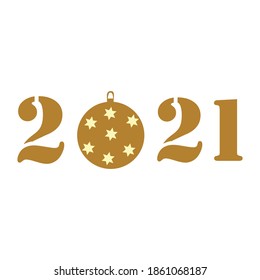 Golden 2021 vector illustration on a white backdrop