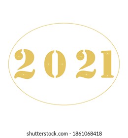 Golden 2021 vector illustration on a white backdrop