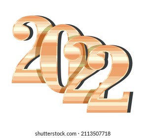 golden 2022 year illustration over white