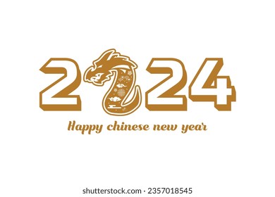 Golden 2024 dragon happy new year concept art