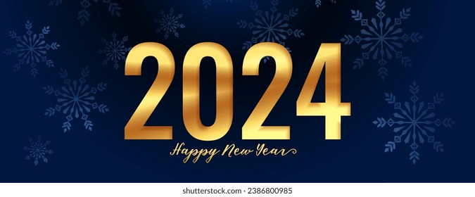 golden 2024 new year eve snowflake wallpaper in papercut style vector